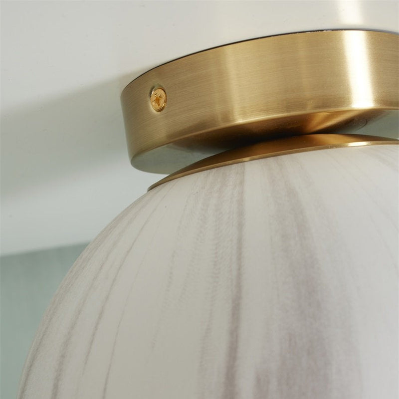 Plafonnier Carrara Globe Marbre Blanc Doré