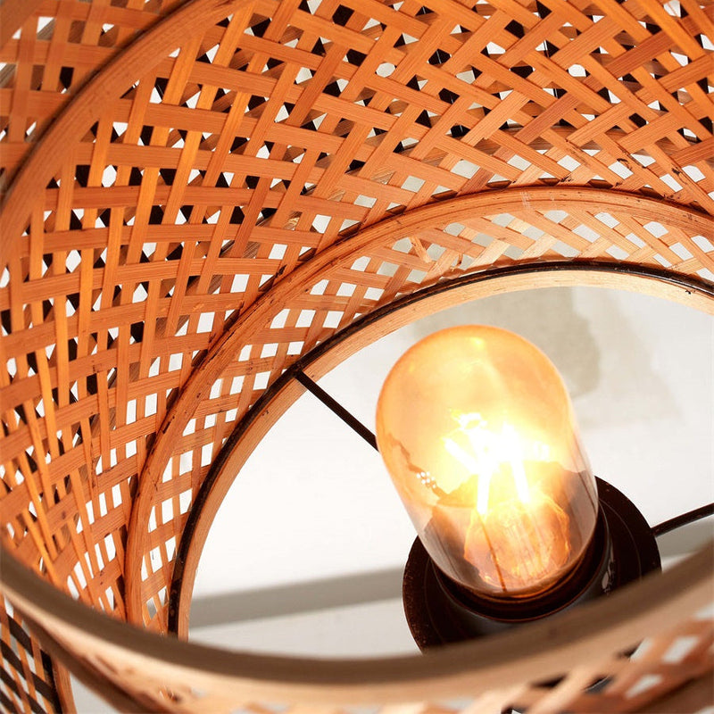 Lampadaire Bhutan Bambou Noir et Naturel 130 cm