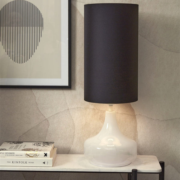 Lampe à Poser Reykjavik Verre Blanc et Noir 45cm