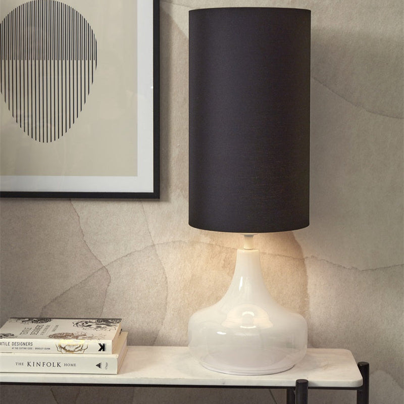 Lampe à Poser Reykjavik Verre Blanc et Noir 45cm