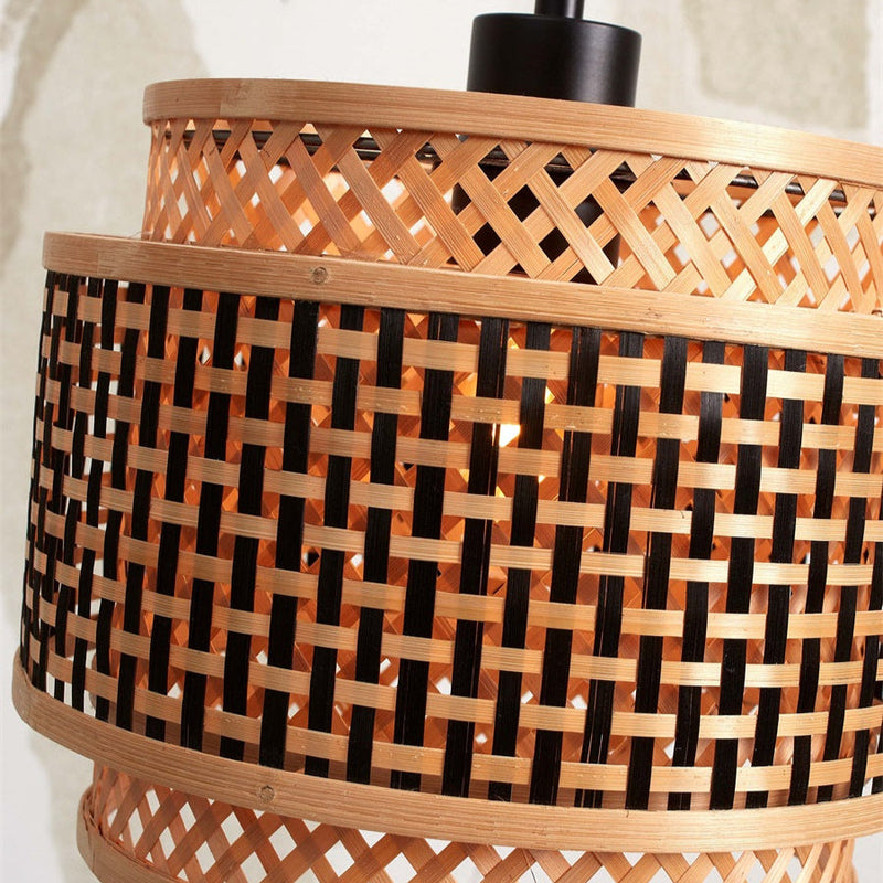 Lampadaire Bhutan Bambou Noir et Naturel 150 cm