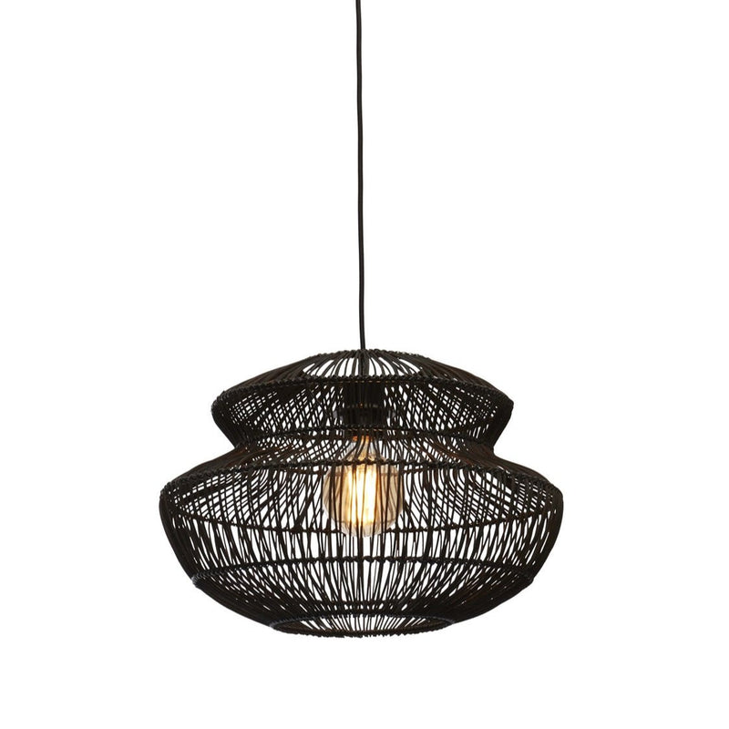 Suspension Zanzibar Rotin Noir 40 cm