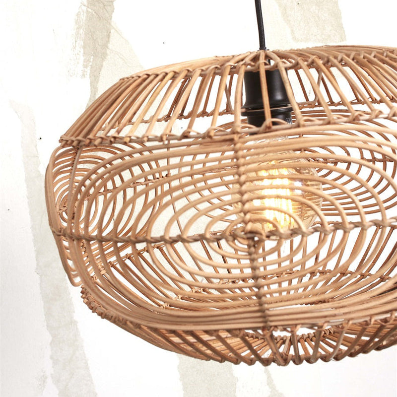 Lampadaire Madeira Rotin et Bambou Blanc Naturel 176 cm