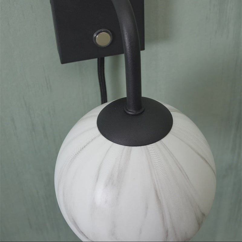 Applique Murale Carrara Globe Marbre et Noir