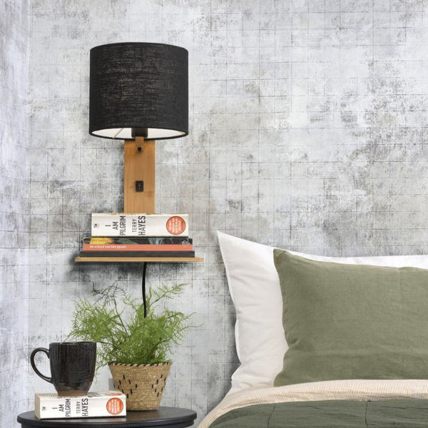 Applique Murale Andes Bambou Naturel et Écolin Noir 36 cm