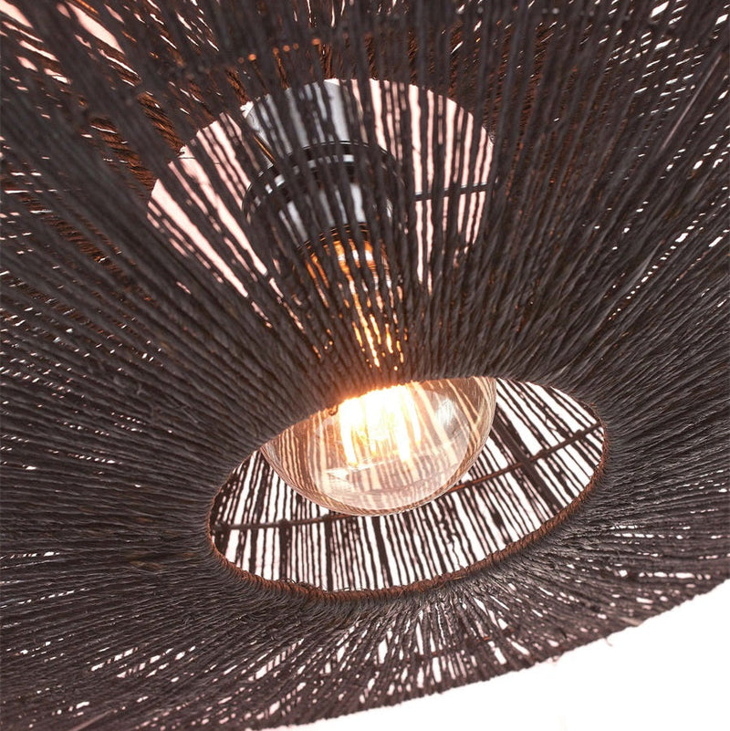 Plafonnier Iguazu Disque Jute Noir 40 cm