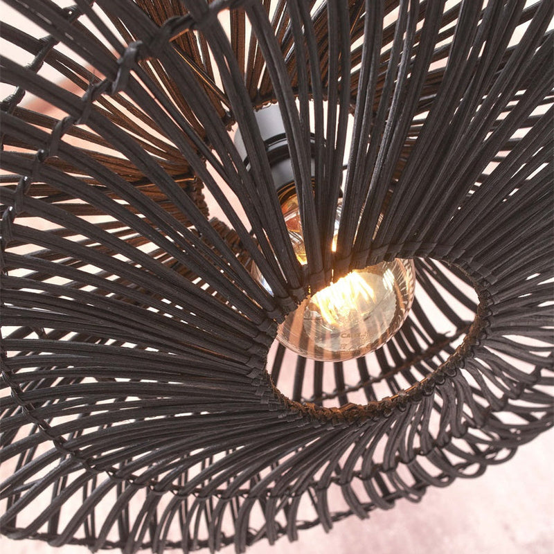 Lampadaire Zanzibar Rotin et Bambou Noir 150 cm
