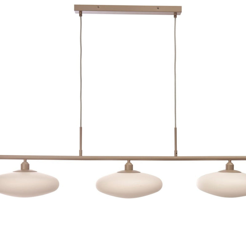 Suspension Sapporo 3 Disques Verre Blanc & Sable 115 cm