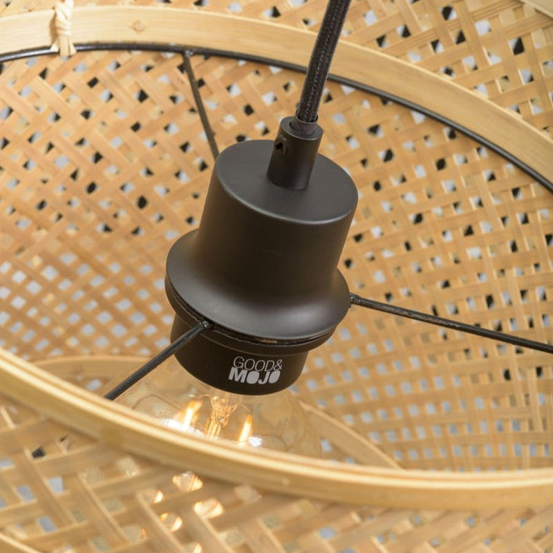 Lampadaire Bhutan Bambou Noir et Naturel 218 cm