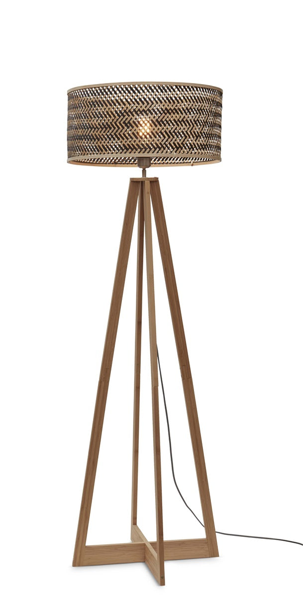 Lampadaire Java 4 Pieds Bambou Naturel et Noir 175 cm