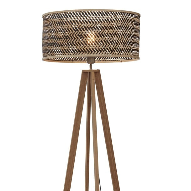 Lampadaire Java 4 Pieds Bambou Naturel et Noir 175 cm