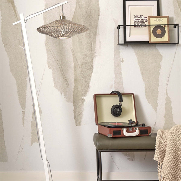 Lampadaire Zanzibar Rotin et Bambou Blanc 150 cm