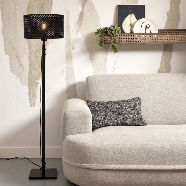 Lampadaire Java Straight Bambou Noir 128 cm