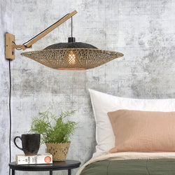 Applique Murale Kalimantan Bambou Noir et Naturel 60x15 cm