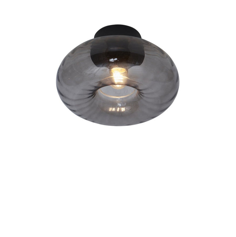 Plafonnier Brussels Rond Anthracite en Verre et Métal
