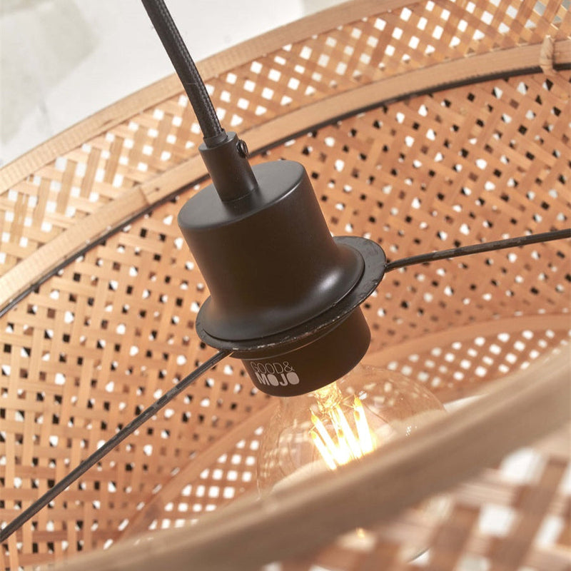 Lampadaire Bhutan Bambou Naturel et Noir 150 cm