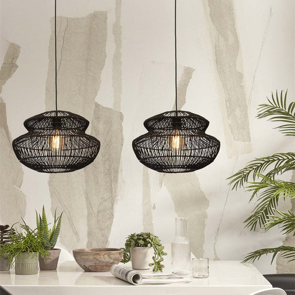 Suspension Zanzibar Rotin Noir 40 cm