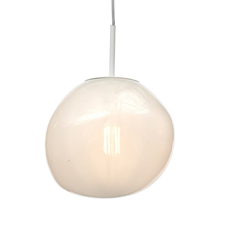 Suspension Helsinki Verre Galet Blanc Laité