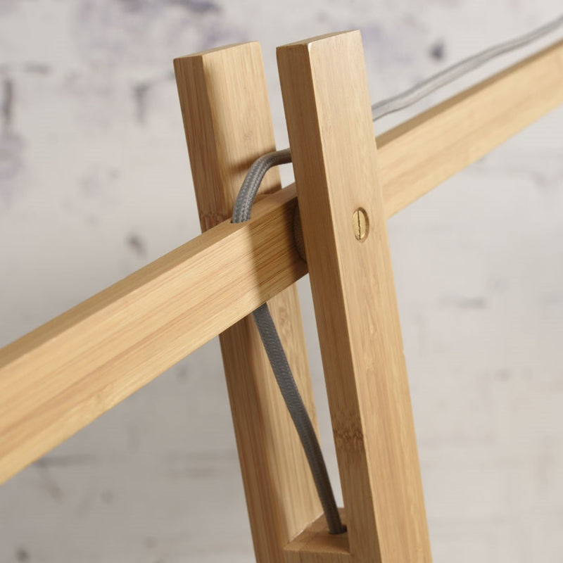 Lampadaire Montblanc Bambou et Lin Noir 218 cm