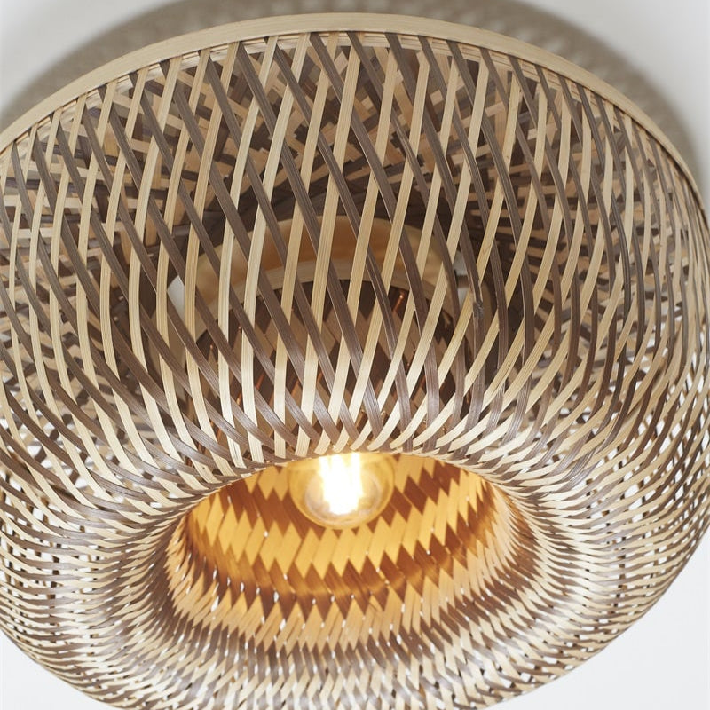 Plafonnier Barbados Bambou Naturel et Brun 35 cm