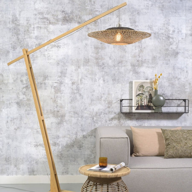 Lampadaire Kalimantan Bambou Naturel et Noir 218 cm