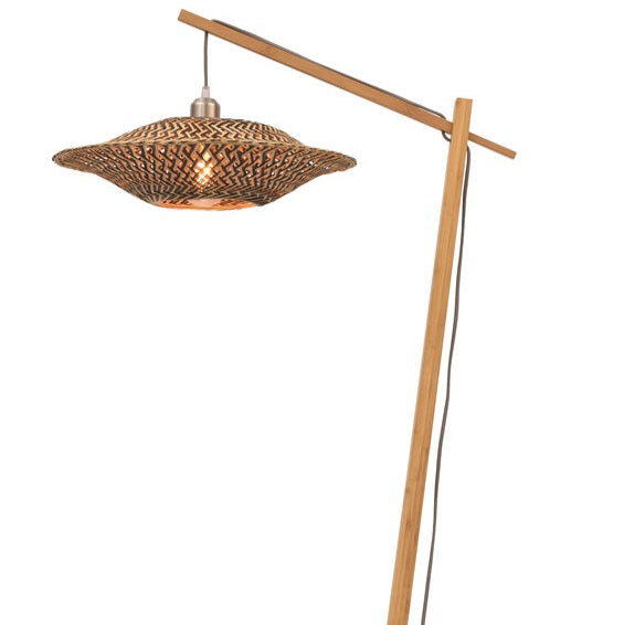 Lampadaire Bali Bambou Naturel et Noir 176 cm