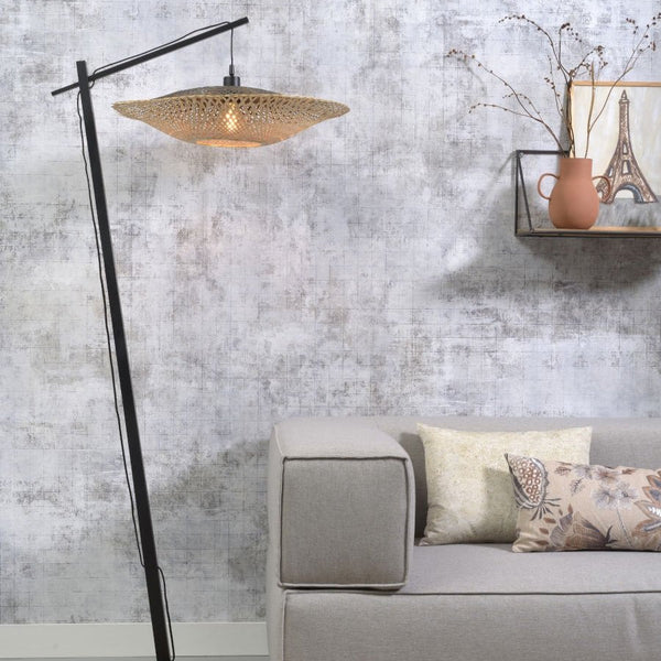 Lampadaire Kalimantan Bambou Naturel et Noir