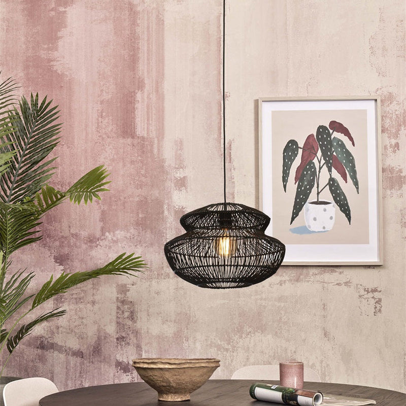 Suspension Zanzibar Rotin Noir 40 cm