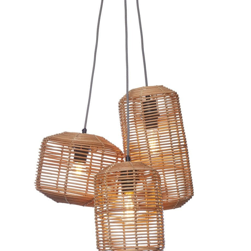Suspension Tanami Rotin Naturel 3 Tubes 50 cm