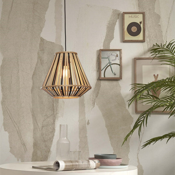Suspension Merapi Bambou Noir et Naturel 30 cm