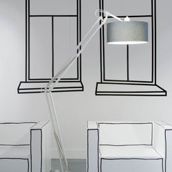 Lampadaire Milano Fer Nickelé et Coton Noir 235 cm