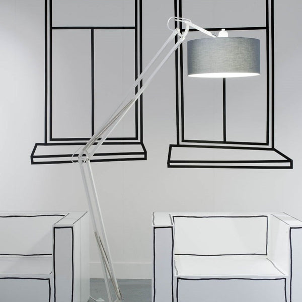 Lampadaire Milano Fer Nickelé et Coton Noir 235 cm