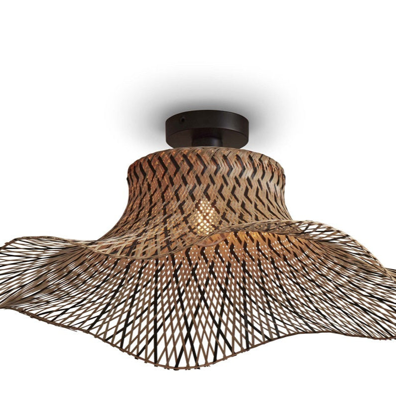 Plafonnier Ibiza Wavy Bambou Naturel et Noir 65 cm