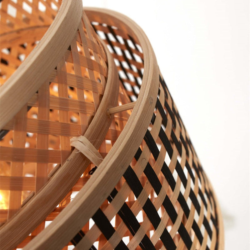 Lampadaire Bhutan Bambou Naturel et Noir 130 cm