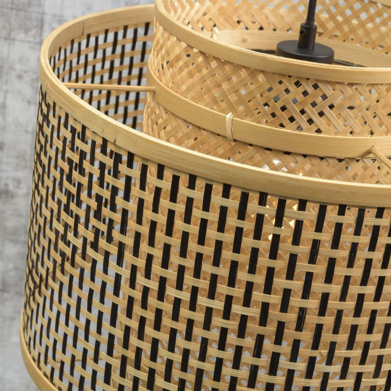 Lampadaire Bhutan Bambou Naturel et Noir 176 cm