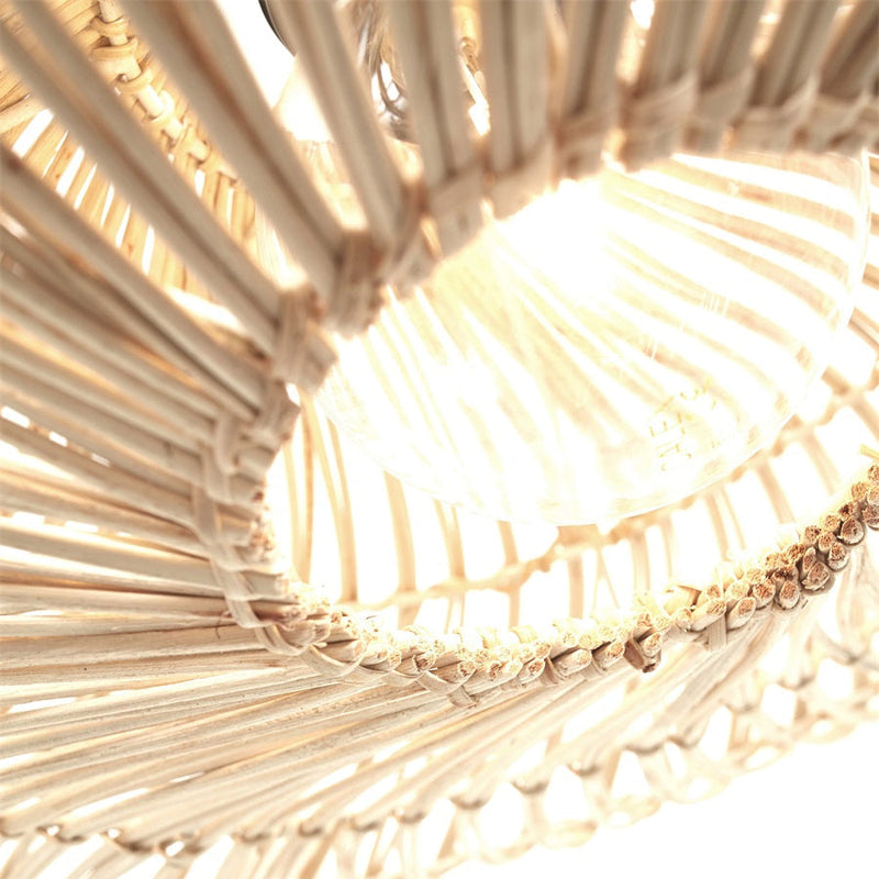 Lampadaire Zanzibar Rotin et Bambou Blanc 150 cm