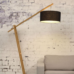 Lampadaire Montblanc Bambou et Lin Noir 218 cm