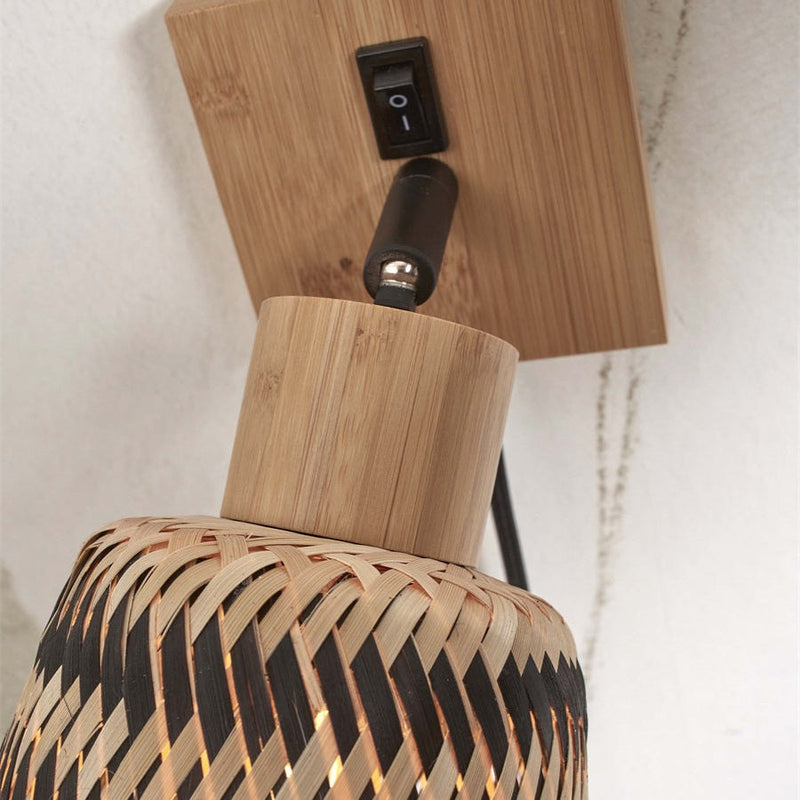 Applique Murale Java Bambou Noir et Naturel 15 cm