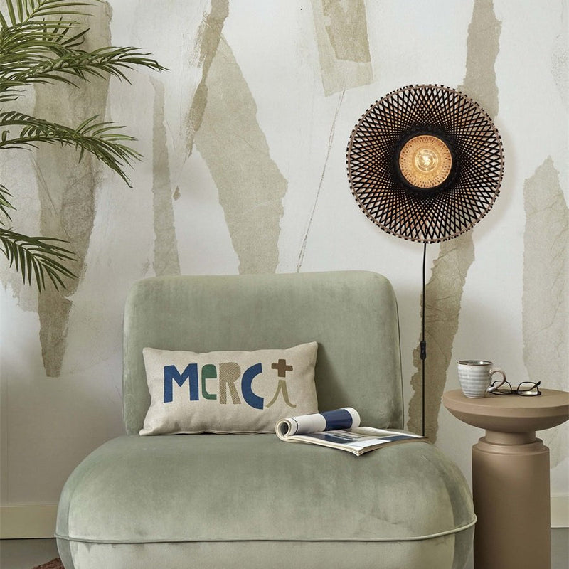 Applique Murale Kalimantan Bambou Noir et Naturel 44 cm