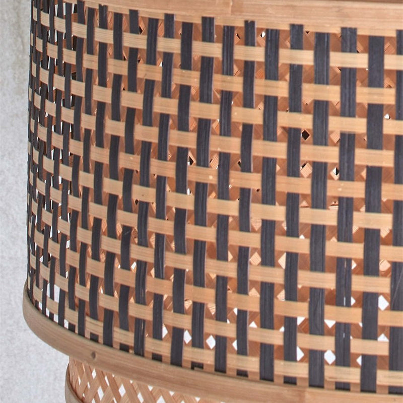 Plafonnier Bhutan Rond Bambou Noir et Naturel 40 cm