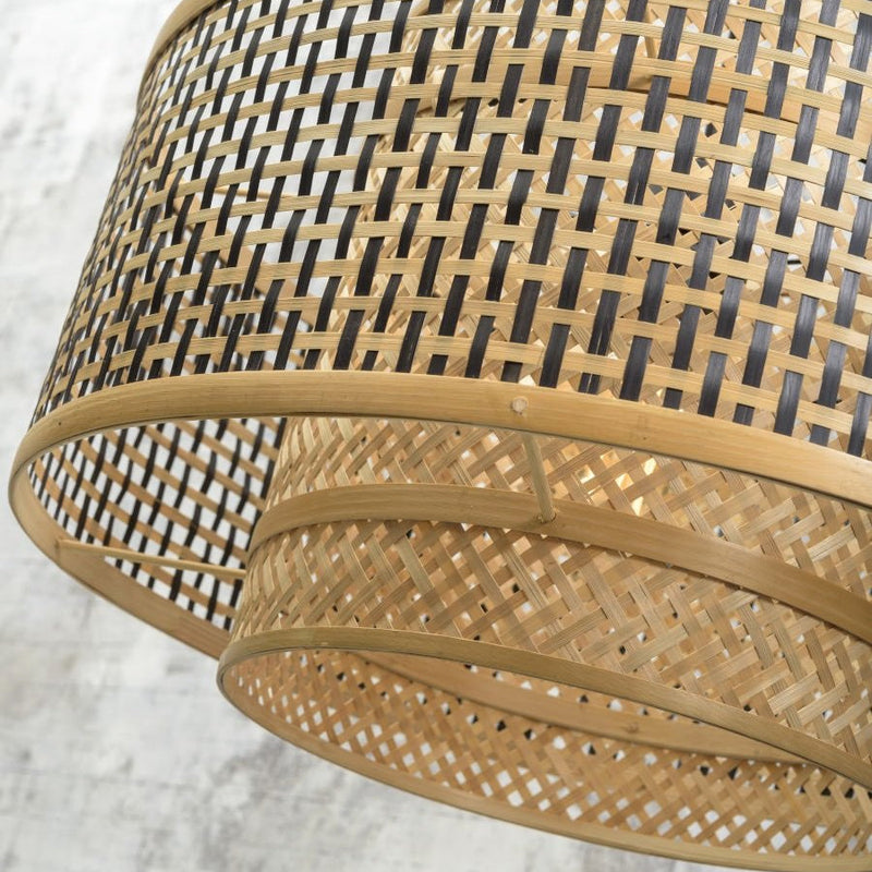 Suspension Bhutan Bambou et Fer Noir Naturel Ø50 cm