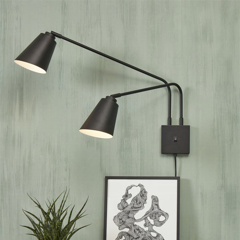 Applique Murale Bremen 2 Bras Fer Noir