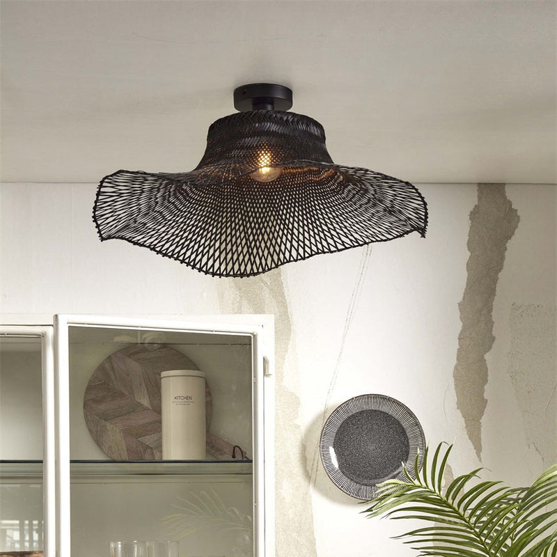 Plafonnier Ibiza Wavy Bambou Noir 65 cm
