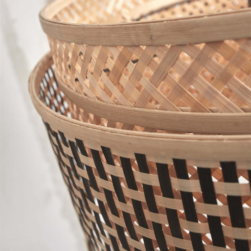 Lampadaire Bhutan Bambou Naturel et Noir 130 cm