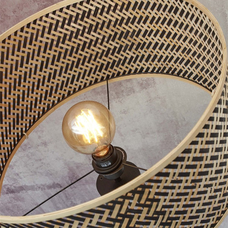 Lampadaire Java 4 Pieds Bambou Naturel et Noir 175 cm
