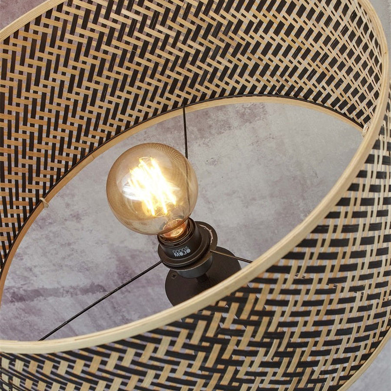 Lampadaire Java 4 Pieds Bambou Naturel et Noir 175 cm