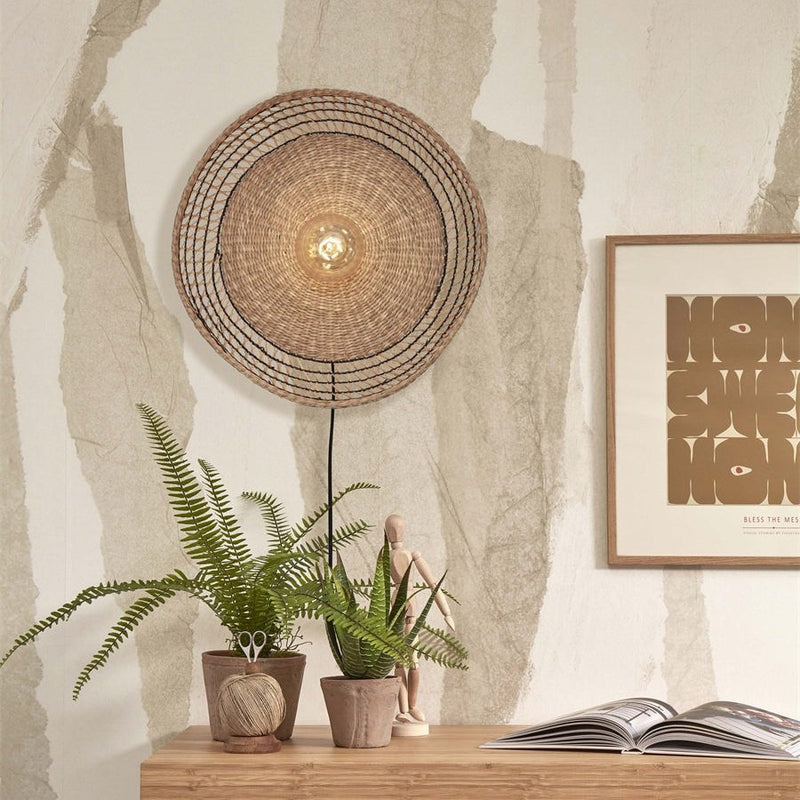 Applique Murale Pantanal Herbe de Mer Noir et Naturel 45 cm