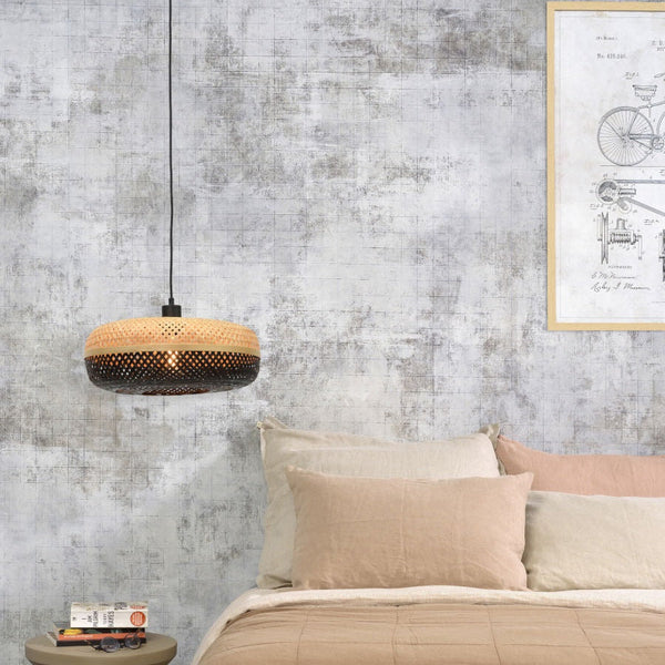 Suspension Palawan Bambou Noir et Naturel 60 cm