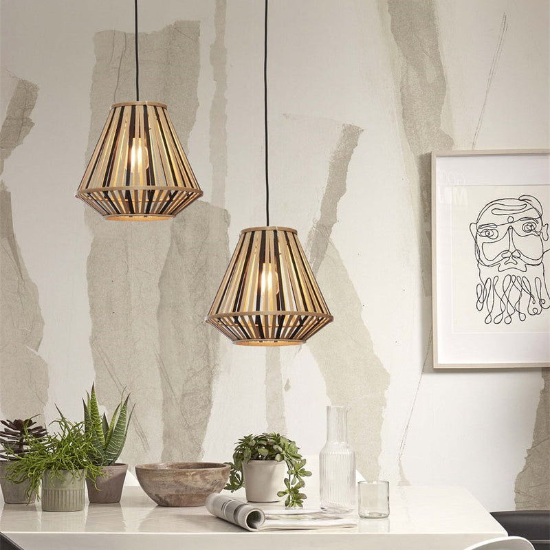 Suspension Merapi Bambou Noir et Naturel 30 cm