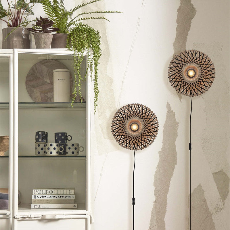 Applique Murale Kalimantan Bambou Naturel et Noir 30 cm